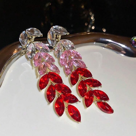 Red Pink Drop Earrings ❤️ - Picture 2 of 3